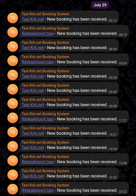 Taxi Booking System Log